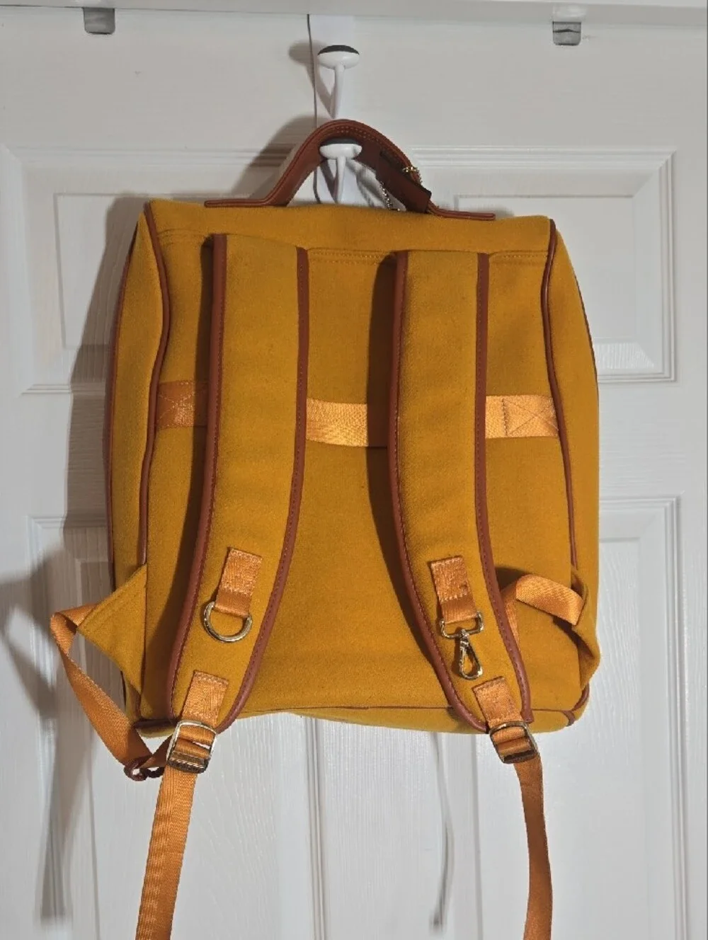 Men's Yellow Casual Backpack with Top Handle and Front Zip